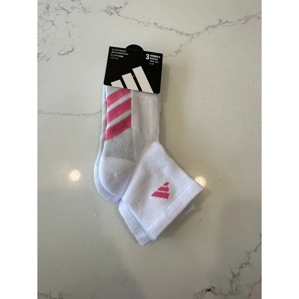 NWT Adidas All Day Training Quarter Socks 3 Pack